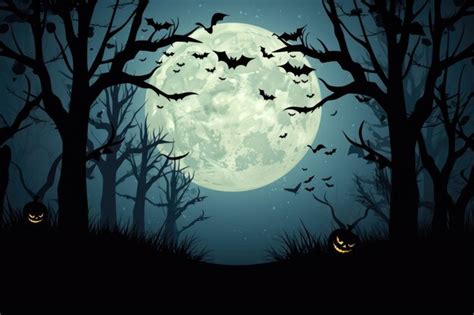 Premium AI Image | Halloween background with trees and bats