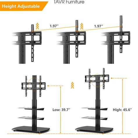 TAVR Universal Swivel Floor TV Stand With Mount For Flat Panel TVs Up