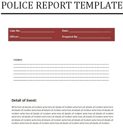 Blank Police Report Templates Examples Word Pdf Excel Tmp