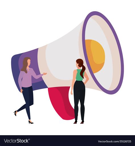 Elegant Business Women With Megaphone Characters Vector Image