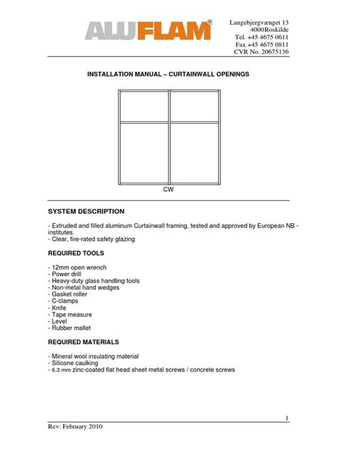 Installation Manual Curtain Wall | PDF | Framing (Construction ...