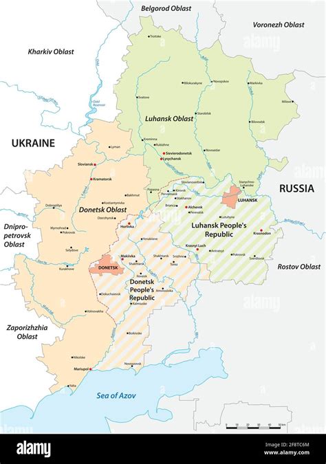 Mapa de la disputada región de Donbass entre Ucrania y Rusia Imagen