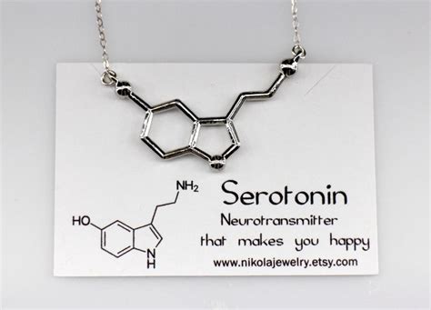 Silver Serotonin Molecule Necklace Chemistry Necklace Hormone