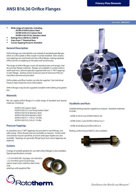 Pdf Primary Flow Elements Ansi B Orifice Flanges Pdf