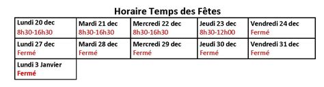 Confort Air Horaire Temps Des F Tes