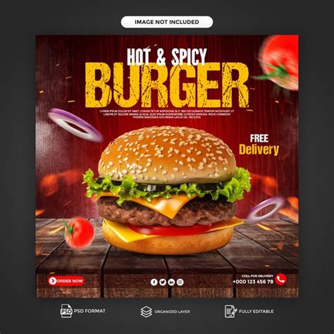 Premium Psd Special Delicious And Spicy Burger Social Media Banner