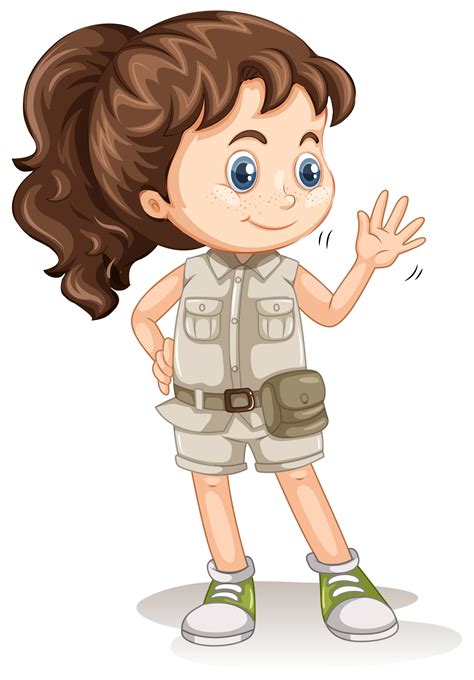 Little girl waving hand 296448 Vector Art at Vecteezy