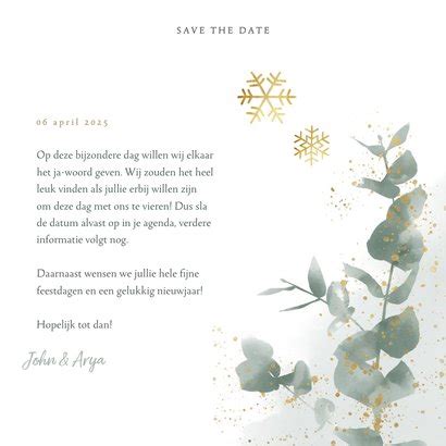 Kerstkaart Save The Date Eucalyptus Takje Kaartje2go