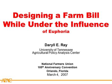 Apca Designing A Farm Bill While Under The Influence Designing A Farm