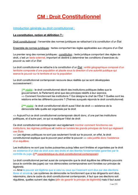 Droit Constitutionnel Guillaume Drago CM Droit Constitutionnel