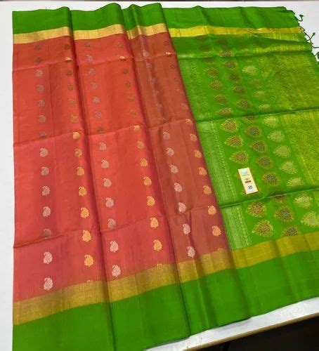 Party Wear Border Handloom Cotton Silk Saree M With Blouse Piece