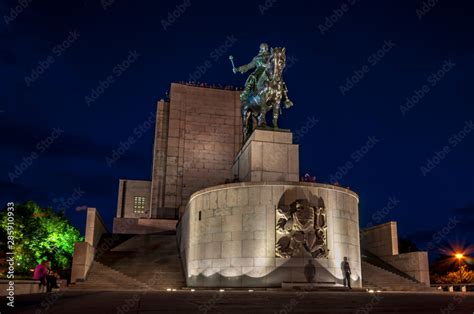 Equestrian statue of Jan Zizka from sculptor Bohumil Kafka at the top of Vitkov hill. National ...