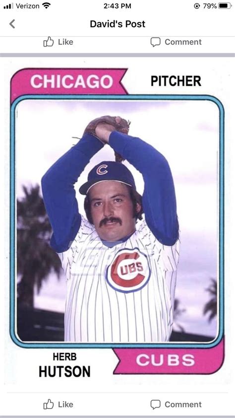 A Baseball Card With The Chicago Cubs On It S Back And An Image Of A Man