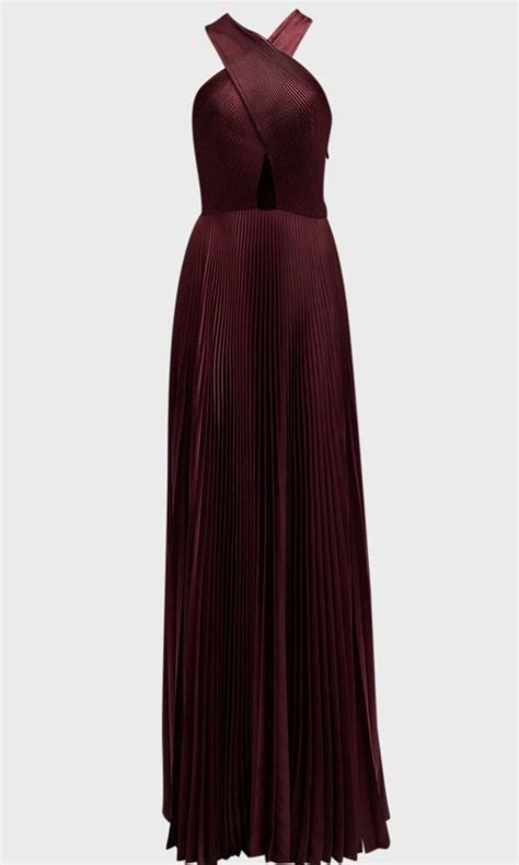 ALC Athena Pleated Maxi Dress Gown Burgundy Red Women S Fashion