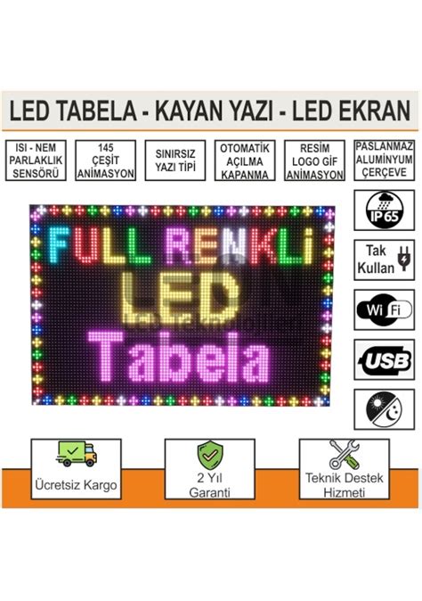 Led Tabela 224X32Cm Kayan Yazı Full Renkli Rgb Tek Taraflı Fiyatları ve