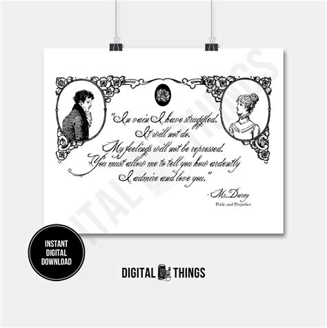 MR DARCY PROPOSAL Jane Austen Pride and Prejudice Printable | Etsy