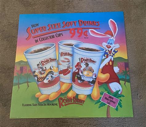 Mcdonald S Roger Rabbit Collector Cups Translite Sign Rare