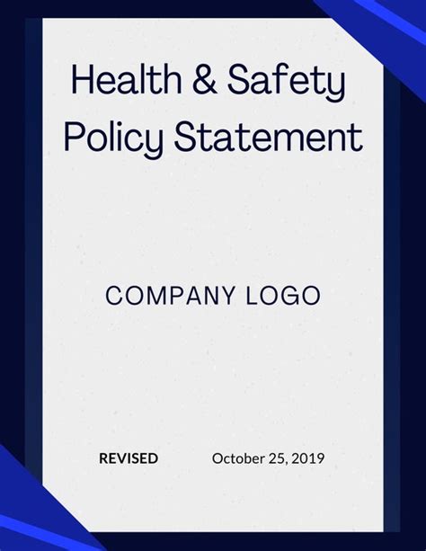 Health Safety Policy Statement Template Etsy Uk