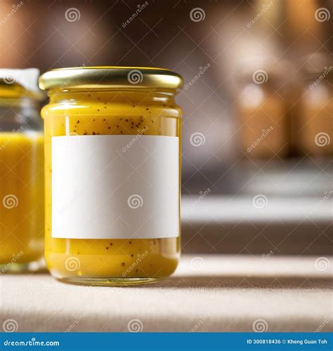 Jar Of Mustard Condiment Blank Empty Generic Product Packagin Mockup