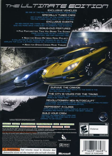 Need For Speed Carbon Collector S Edition Xbox Box Cover