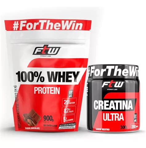 Combo Whey Protein 100 Refil 900g Ftw Creatina Ultra 300g