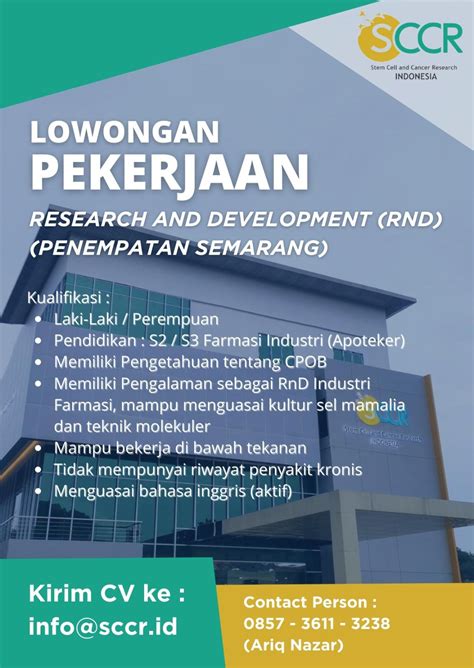 Lowongan Pekerjaan Rnd Sccr Semarang Universitas Muhammadiyah Purwokerto