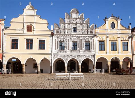 View From Telc Town Square With Renaissance And Baroque Colorful Houses