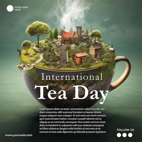 Premium Psd A Poster For International Tea Day With A City On It