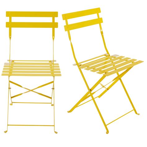 2 chaises pliantes de jardin en métal jaune Guinguette Maisons du Monde