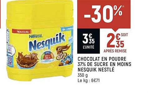 Offre Chocolat En Poudre De Sucre En Moins Nesquik Nestl Chez Spar