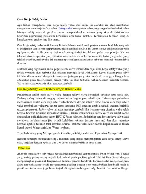 Cara Kerja Safety Valve Pdf