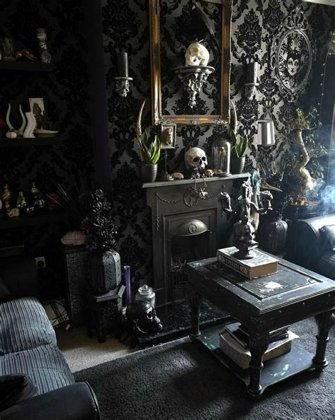 Pin By Heidi Von Death On Interiors Gothic Living Rooms Halloween Living Room Dark Home Decor