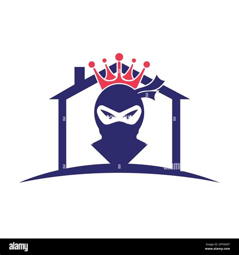 King Ninja Vector Logo Design Crown Logo Design Combined With Ninja And House Stock Vector