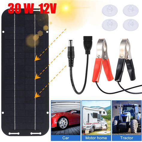 30W Solar Panel 12V Trickle Charger Battery Charger Kit Maintainer Boat Car RV - SMT Duty Free