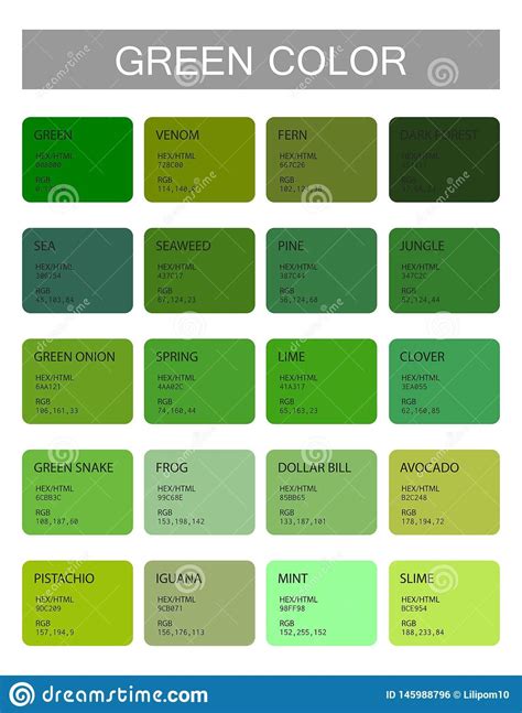 Green Snake Dollar Bill Green Colors Poster Color Names Pallets