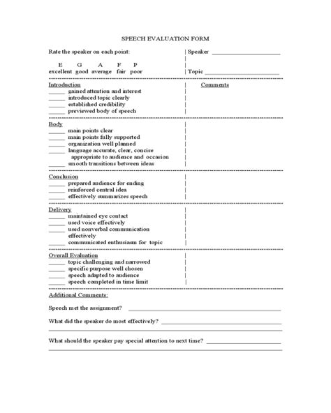 2024 Speech Evaluation Form Fillable Printable Pdf And Forms Handypdf