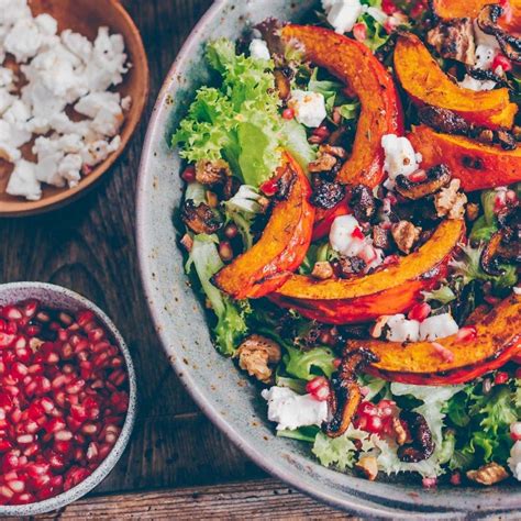 Herbst Salat mit geröstetem Kürbis Rezept Herbst salat