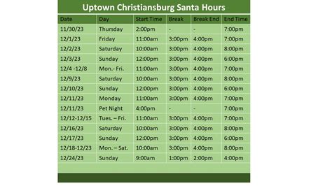 Santa Hours 2023 Uptown Christiansburg Mall Rockstep Capital