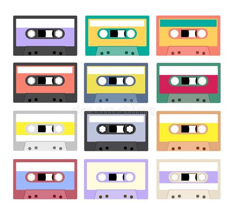 Collection Of Retro Plastic Audio Cassettes Stock Vector Illustration