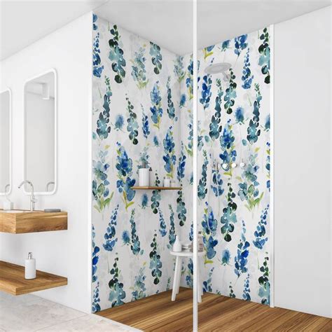 Duschr Ckwand Blumenpracht In Blau