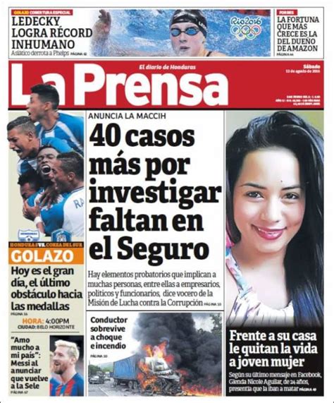 Periódico La Prensa Honduras Periódicos De Honduras Edición De Sábado 13 De Agosto De 2016