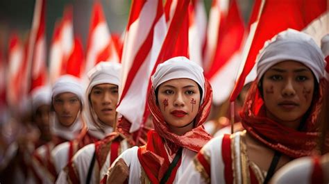 Um Grupo De Pessoas Em Trajes Tradicionais Est Segurando Bandeiras E