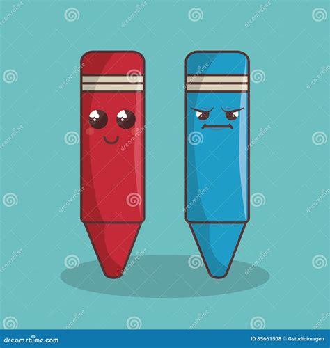 Funny Crayons Cartoon Illustration 34471737