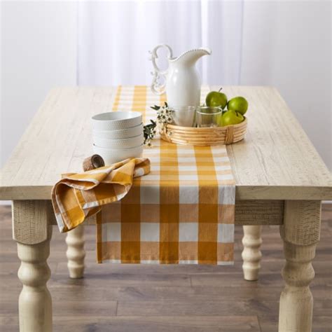 Design Imports Camz12389 14 X 108 In Honey Gold Buffalo Check Table