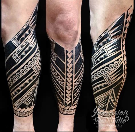 Polynesian Leg Tattoo – INKVASION Tattoo Studio · SINGAPORE