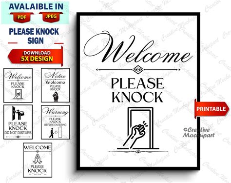 Please Knock Before Entering Sign Printable Pack Welcome Please Wait