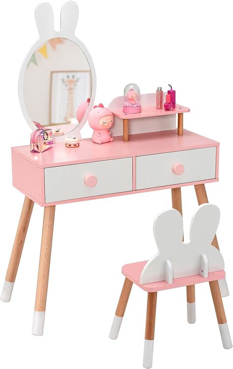 Dreamade En Coiffeuse Enfant Fille Avec Miroir Amovible Tabouret