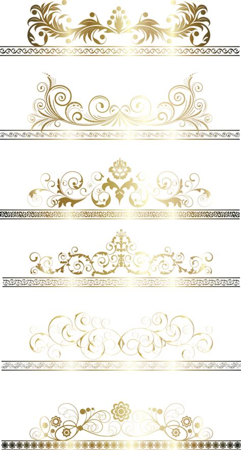 Floral Gold Ribbons Borders Vector Set Vector Frames And Borders Free