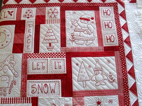 Redwork Quilts Christmas Embroidery Quilt Stitching