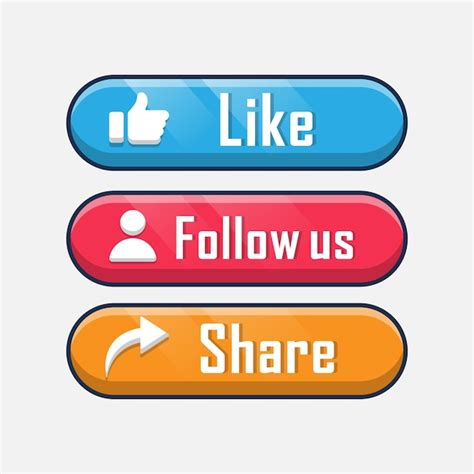 Premium Vector Set Of Like Follow Share Emblem Button